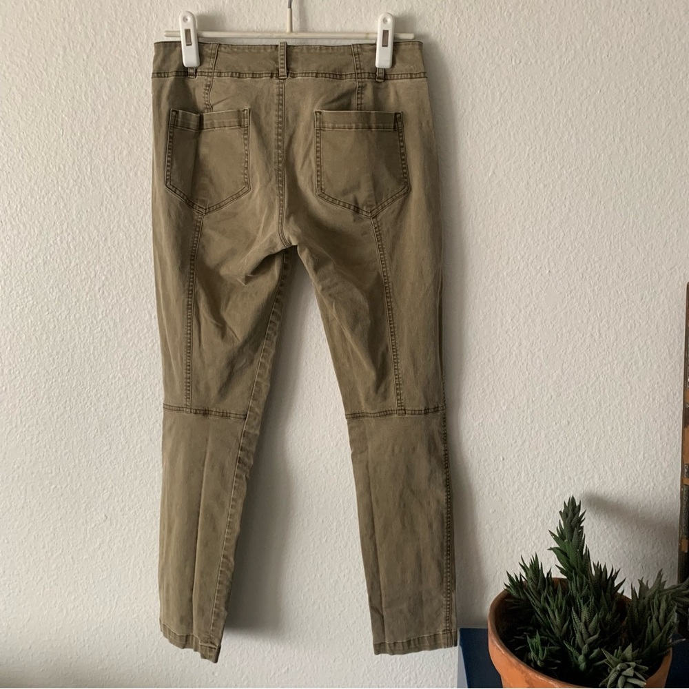 A.L.C Olive Khaki Green Straight Leg Stretch Twill Utility Military Pants Cargo - Picture 3 of 8